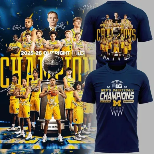 Discover Michigan Wolverines 2026 Big Ten Basketball Regular Season Champions T-Shirt