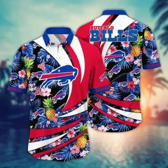 Discover Hawaiian Buffalo Bills Short Sleeve Button Up Tropical Shirt