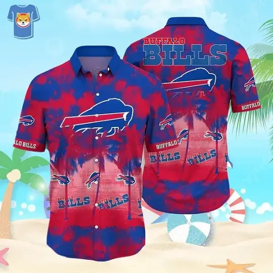 Hawaiian Buffalo Bills Short Sleeve Button Up Tropical Shirt