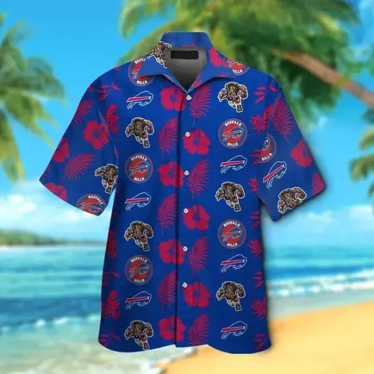 Discover Hawaiian Buffalo Bills Short Sleeve Button Up Tropical Shirt