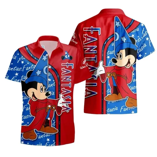 Discover Disney Fantasia Mickey Mouse Half Graphic Summer Aloha Hawaiian Shirt