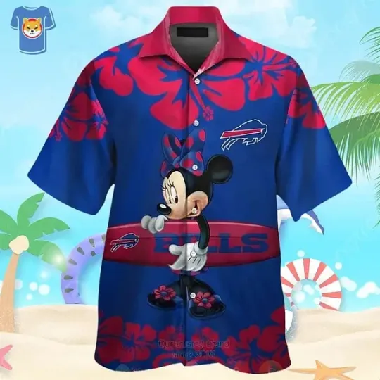 Discover Hawaiian Buffalo Bills Red Fire Rugby Button Up Tropical Shirt