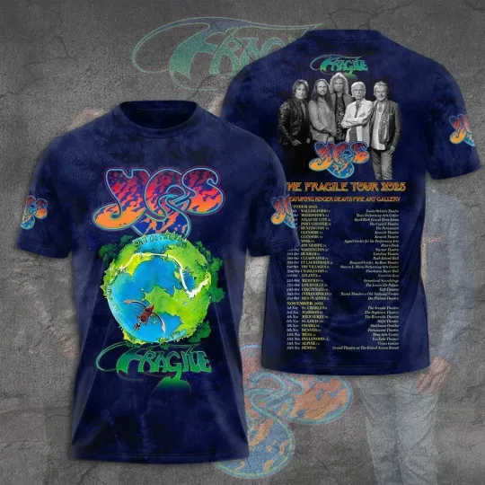 Discover YES Band The Fragile Tour 2025 3D T-Shirt for Fans