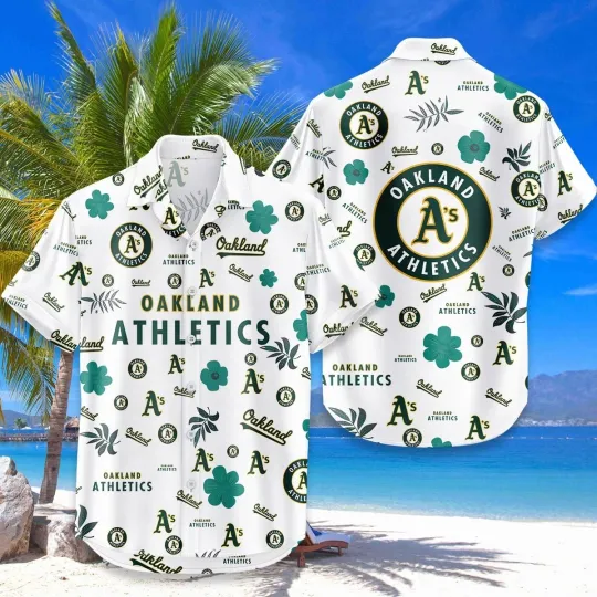 Discover Oakland Baseball Team Athleticss Hawaiian Button Down Shirt Unisex Adults S-5XL