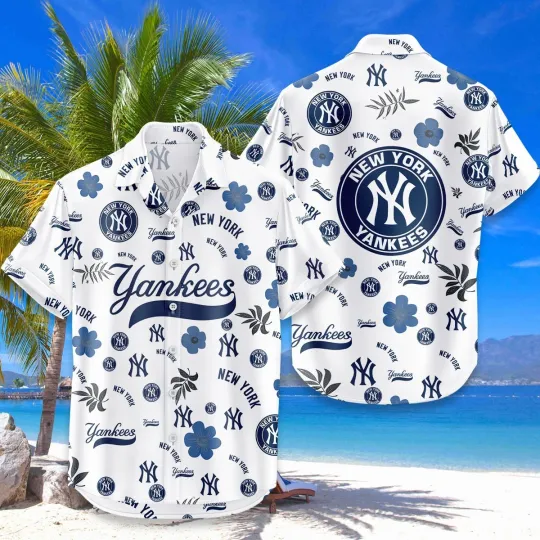Discover New York Baseball Team Yankeess Hawaiian Button Down Shirt Unisex Adults S-5XL
