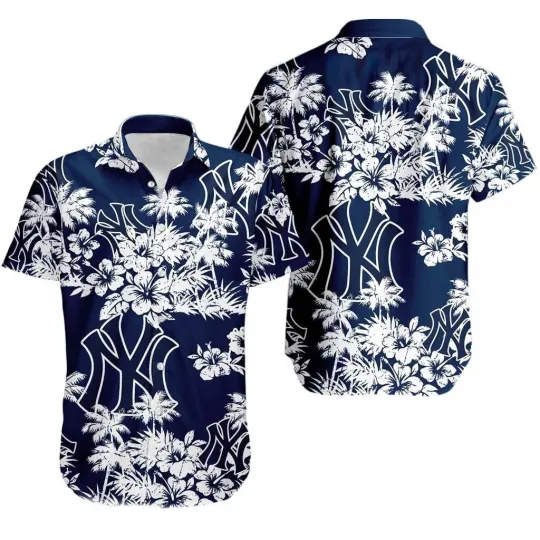 Discover New York Baseball Team Yankeess Hawaiian Button Down Shirt Unisex Adults S-5XL
