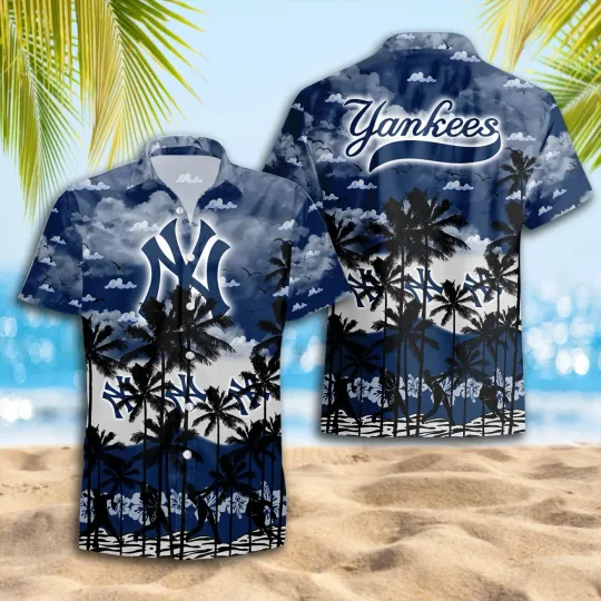 Discover New York Baseball Team Yankeess Hawaiian Button Down Shirt Unisex Adults S-5XL