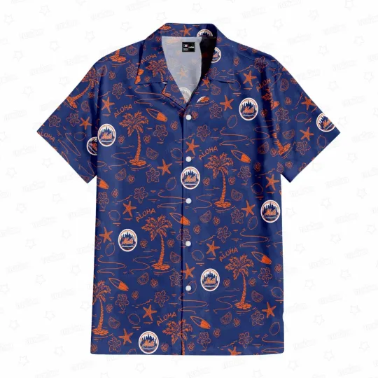 Discover New York Baseball Team Metss Hawaiian Button Down Shirt Unisex Adults S-5XL