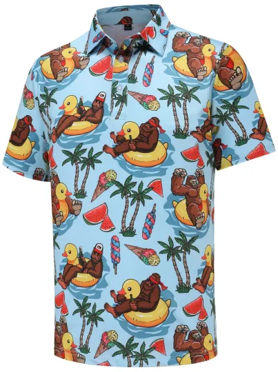 Men's Short Sleeve Golf Polo Shirt Moisture-Wicking Performance