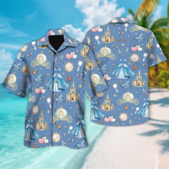 Discover Disney Meet me at Midnight Hawaiian Shirt, Cinde Inspired Hawaii Shirt, Disney Cinde Shirt, Princess Party Gift, Disney Girls Trip
