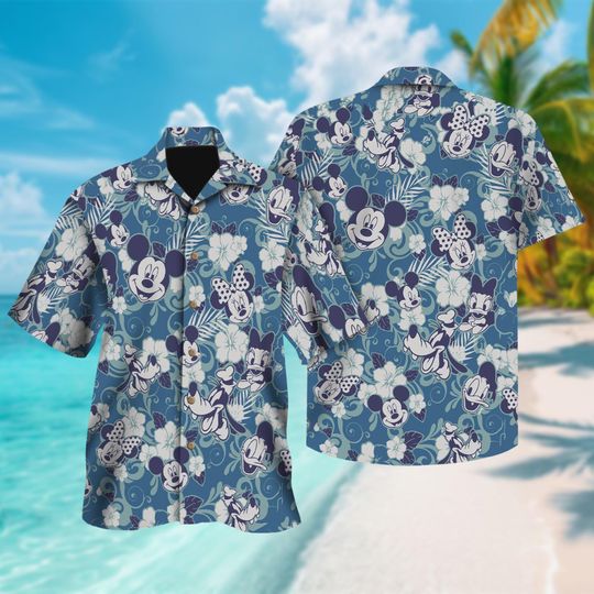 Mickey Mouse Hawaiian Shirt, Minnie Mouse Aloha Shirt, Donald Daisy Duck Family Button Up, Goofy Summer Beach Hawaii Shirt
