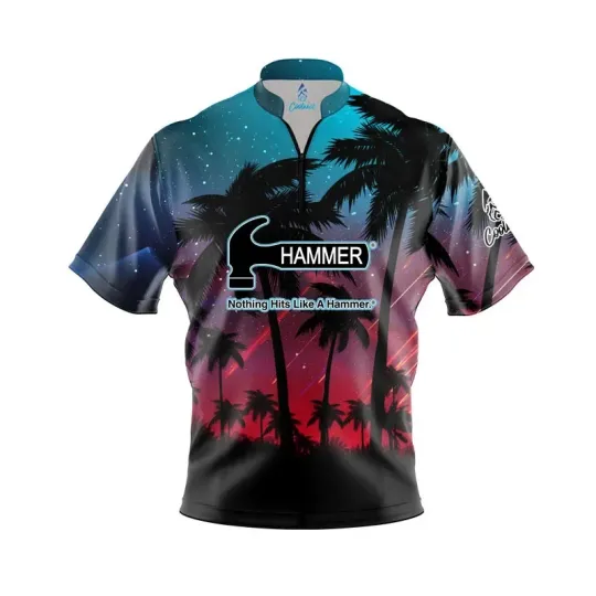 Discover Custom Name Hammer Tropical Lights Bowling Jersey Shirts - USA Size