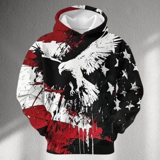 3D Patriotic Bald Eagle USA Flag Hoodie