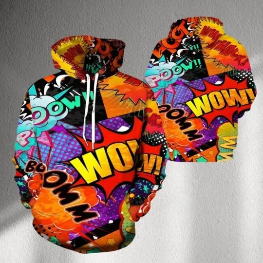 Discover WOW BOOM Comic 3D Hoodie | Pop Art AOP Unisex