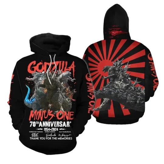 god zilla Minus One 70th Anniversary 1954-2024 3D Hoodie