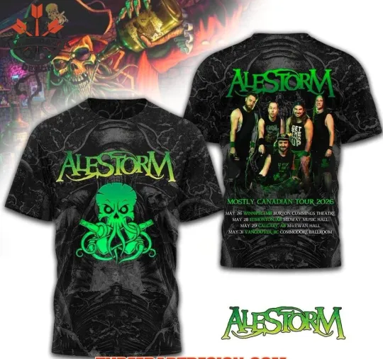 Discover Alestorm Mostly Canadian Tour 2026 AOP 3D T-Shirt