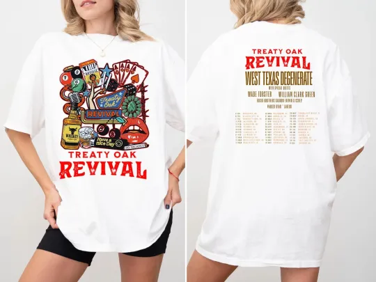 Discover Treaty Oak Revival Tour 2026 West Texas Degenerate Concert T-Shirt