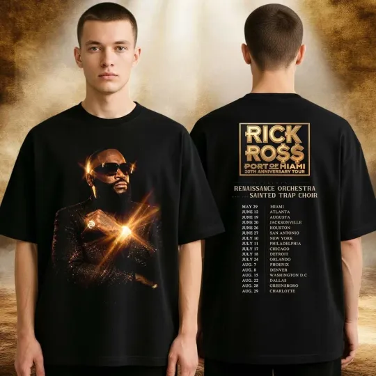 Discover Rick Ross Tour Dates Poster Port of Miami 20th Anniversary Tour 2026 T-Shirt
