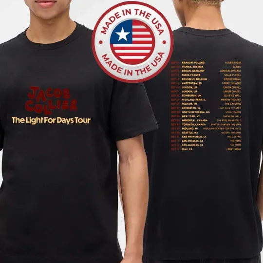 Discover Jacob Collier 2026 Tour Dates The Light For Days Double Sided T-Shirt