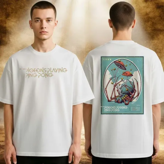 Discover Pigeons Playing Ping Pong Tour Poster Spring Tour 2026 In Midwest USA T-Shirt