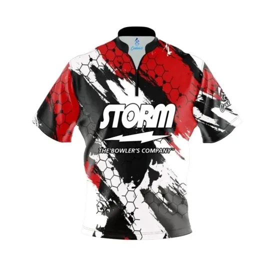 Custom Name Storm Red Hexagram Bowling Jersey Shirt