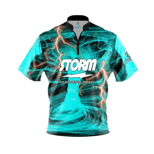 Discover Custom Name Storm Electrical Tornado Teal Bowling Jersey