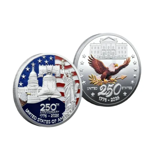Discover 250th Anniversary Metal Commemorative Coin America 1776-2026 Sea Sculpture