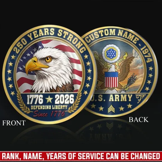 Discover US Army 1776-2026 250th Anniversary Military Printed Challenge Coin