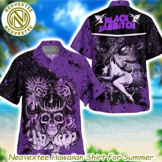 Discover Black Sabbath Skull Pattern Purple Hawaiian Shirt