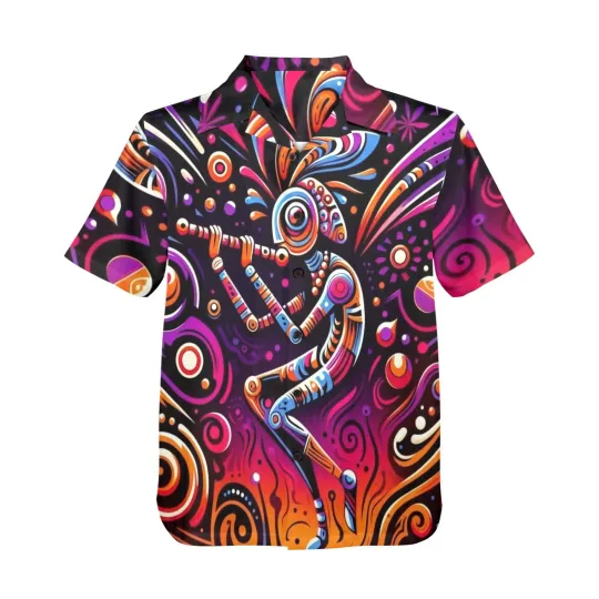 Discover Button Hawaiian Shirt Colorful Kokopelli