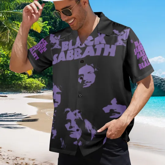 Discover Rock Music Hawaiian Button Shirt. Black Sabbath