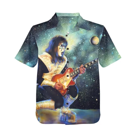 Discover Button Hawaiian Shirt. Ace Frehley