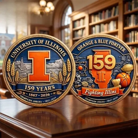 Discover Illinois Fighting Illini 159Th Anniversary Challenge Coin
