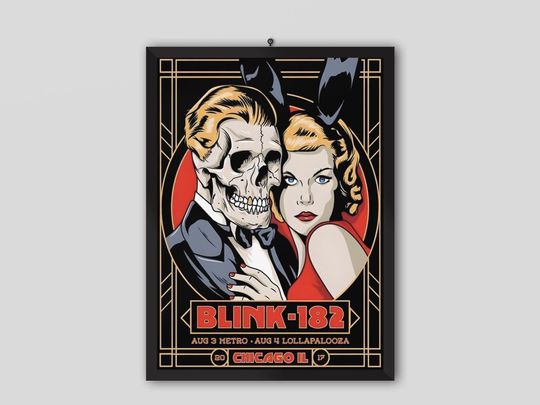 Discover B182 2017 Chicago Lollapalooza Metro Music Poster. Mark Hoppus, Tom DeLonge, Travis Barker. Music Poster. Concert Poster. Printable