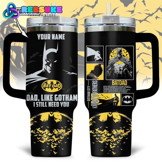 Custom Name Batman Gotham City King Of Fathers 40 oz with Tumbler