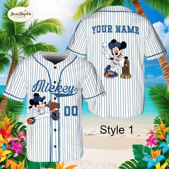 Discover Custom Mickey Mouse Baseball Jersey, Disney Sports Fan Jersey, Personalized Mickey Pitcher Baseball Shirt, Disney Family Game Day Outfit