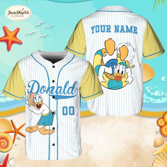 Discover Custom Donald Duck Baseball Jersey, Disney Summer Beach Trip Shirt, Personalized Donald Duck Vacation Jersey