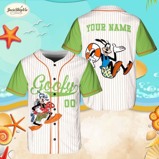 Discover Custom Goofy Baseball Jersey, Disney Summer Beach Vacation Shirt, Personalized Goofy Snorkeling Jersey, Disney Family Trip Baseball Tee