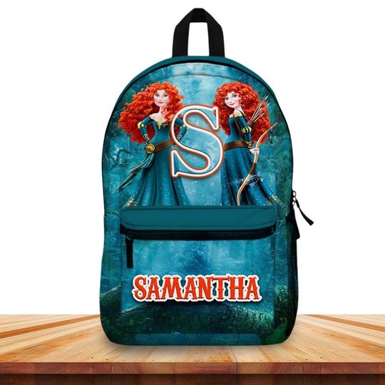 Discover Personalized Brave Backpack for Girls  Custom Name & Initial  Merida School Bag   Backpack  Fairy Tale Gift