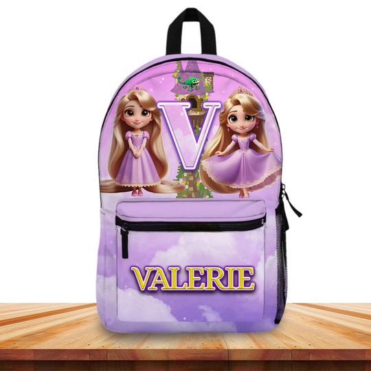 Personalized Baby Tangled Backpack for Girls  Custom Name & Initial  Baby Rapunzel School Bag  Backpack  Fairy Tale Gift
