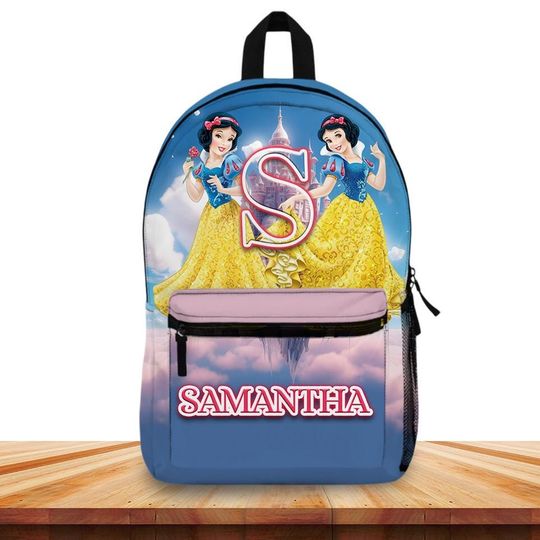 Personalized Snow White Backpack for Girls  Custom Name & Initial  Snow White School Bag   Backpack  Fairy Tale Gift