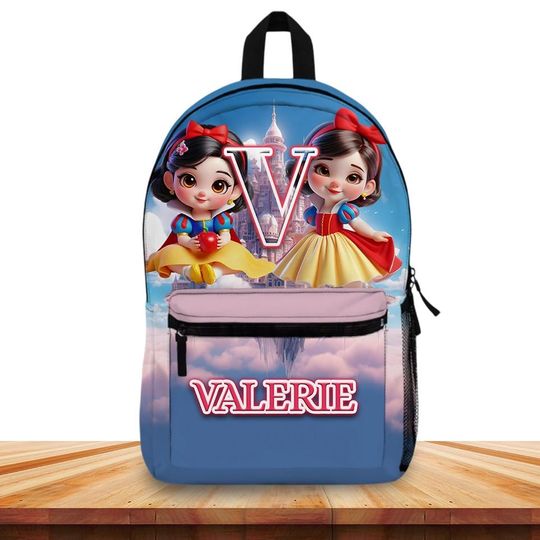 Personalized Baby Snow White Backpack for Girls  Custom Name & Initial  Baby Snow White School Bag  Backpack  Fairy Tale Gift