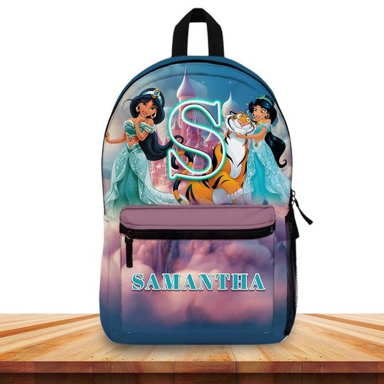 Personalized Jasmine Aladdin Backpack for Girls  Custom Name & Initial  Princess Jasmine School Bag  Fairy Tale Gift
