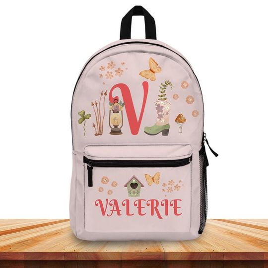 Discover Personalized Cottagecore Backpack, Custom Name Mushroom School Bag, Floral Butterfly Rucksack, Vintage Nature