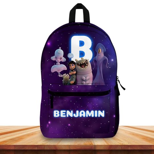 Discover Personalized Elio Movie Backpack - Custom Name & Initial School Bag - Space Adventure Bookbag - Durable 17 Inch Student Gift