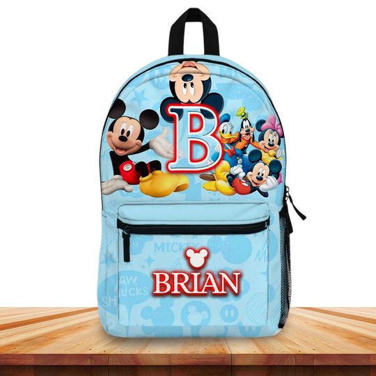 Discover Personalized Mickey Mouse Backpack , Custom Name School Bag, Mickey & Friends Bookbag, Back to School Gift