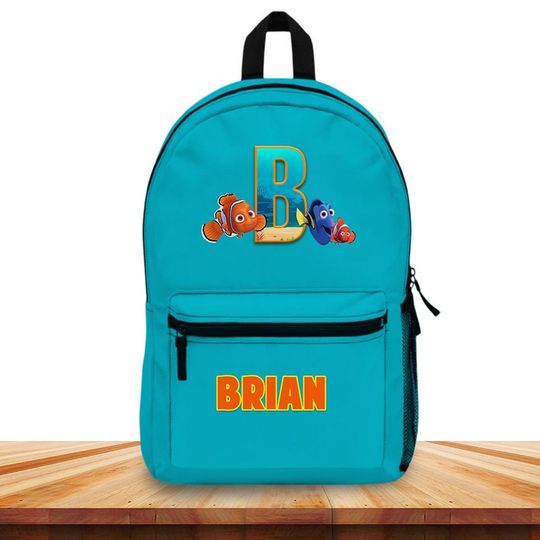 Personalized Finding Nemo Backpack, Custom Name Ocean School Bag, Toddler Fish Bookbag, Back to School Gift