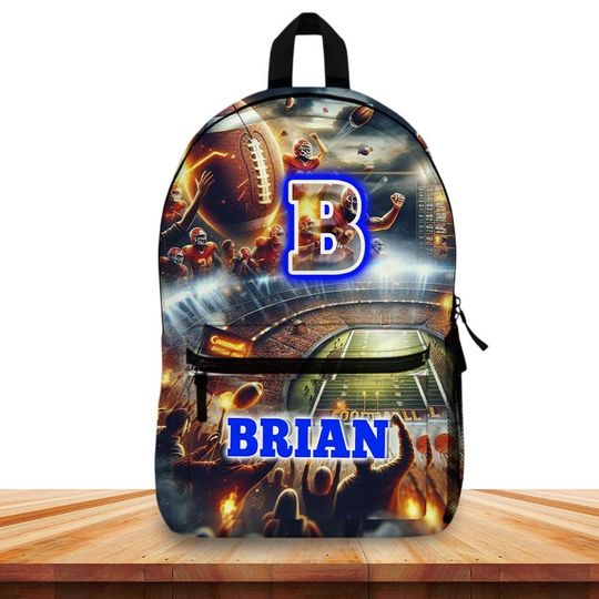 Discover Personalized American Football Backpack , Custom Name Sports School Bag, Football Player Bookbag, Back to School Gift