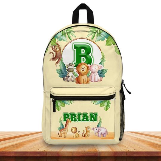 Discover Personalized Safari Backpack, Custom Name Jungle Animals School Bag, Wild One Toddler Bookbag, Back to School Gift