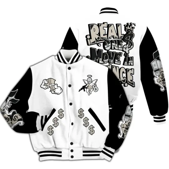 Discover Varsity Jacket To Match Retro Reverse Metallic 5s - Ones Move In Silence Graphic